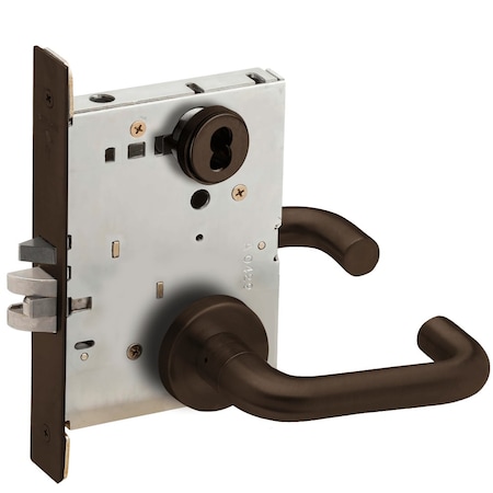 Schlage Grade 1 Entrance Office Mortise Lock, SFIC Prep Less Core, 03 Lever, A Rose, Dark Oxidized Satin Bro L9050B 03A 613